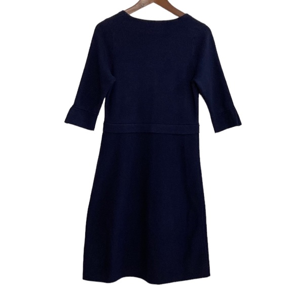 Boden Dress Womens 6 8 Navy Blue Fit Flare Sweater Knit Knee Length Scoop Neck - Picture 2 of 13